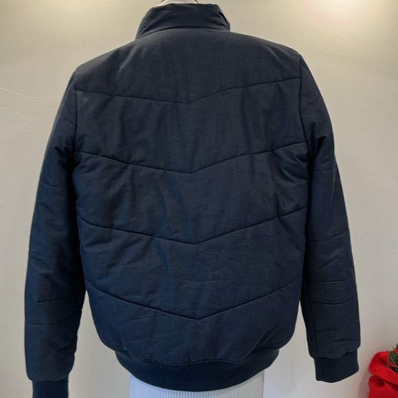 Banana Republic cotton denim-like puffer navy blue inside & outside pocket SZ M - Picture 6 of 14